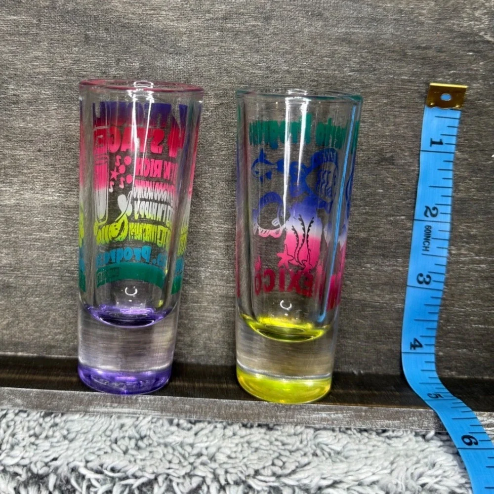 Mexico Souvenir Shot Glasses Santos Puerto Progreso Neon 4 Tequila Stages Set 2